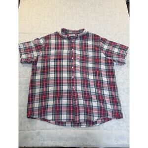 Mens Short Sleeve 2XL Plaid Saddlebrook Button Down Shirt.